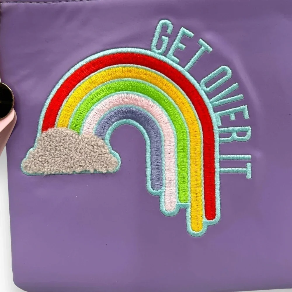🍀Get Over It Purple Rainbow Zipper Makeup Bag / School Supply Pouch